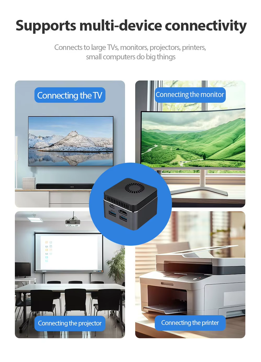 Mini Computer Host Intel J4125 Processor, 4GB Memory, 64GB Hard Drive, Portable mini pc for Business, Home, and Office Use