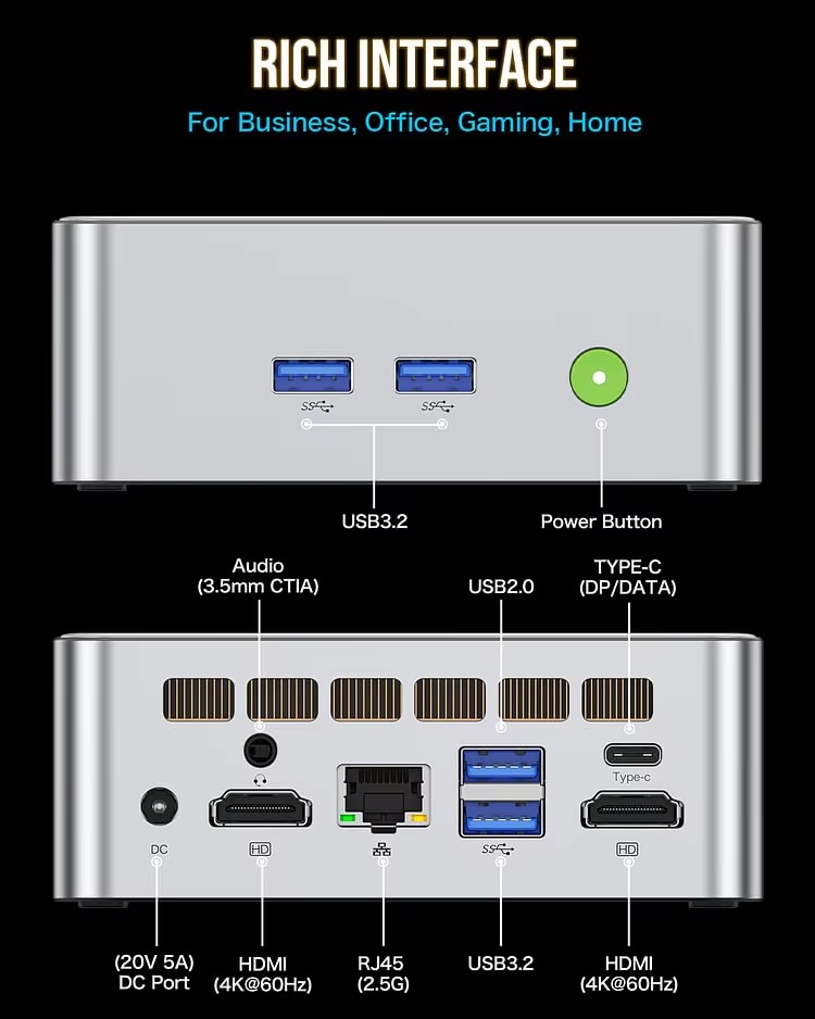 GMKtec M3 Mini pc intel i5 12450H TDP Wifi6 LPDDR4 16G 512GB Super PC Mini gaming computer desktop