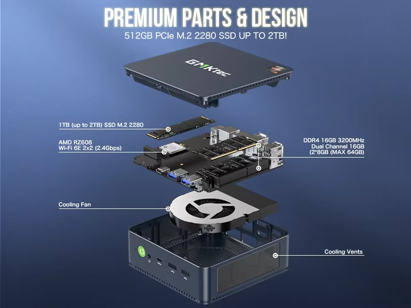 GMKtec M5 Gaming Mini PC AMD Ryzen 7 5700U Windows11 DDR4 NVMe Mini Desktop Computer gaming pc 16+512