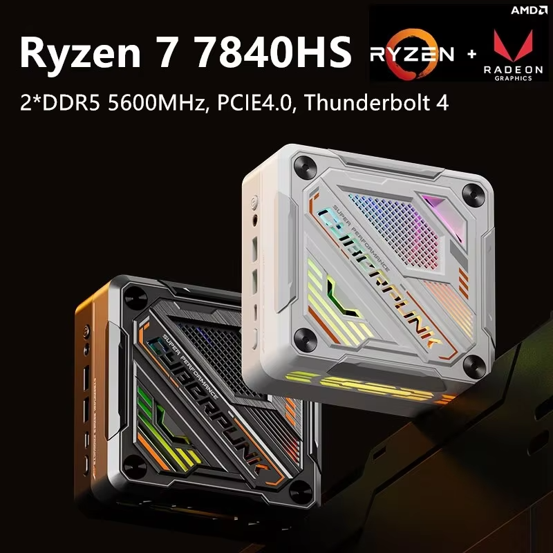 Cyberpunk MINIPC AMD Ryzen9 7940HS ES 7 7840HS ram 16gb ssd 512gb Mini PC Gamer RGB Color DDR5 NVMe SSD 4K Computer WiFi 6 Gaming PC